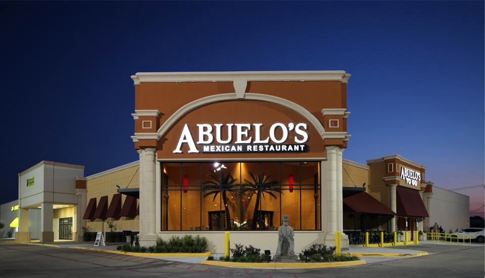 Abuelos menu prices featuring 79 items ranging from $0.59 to $27.59