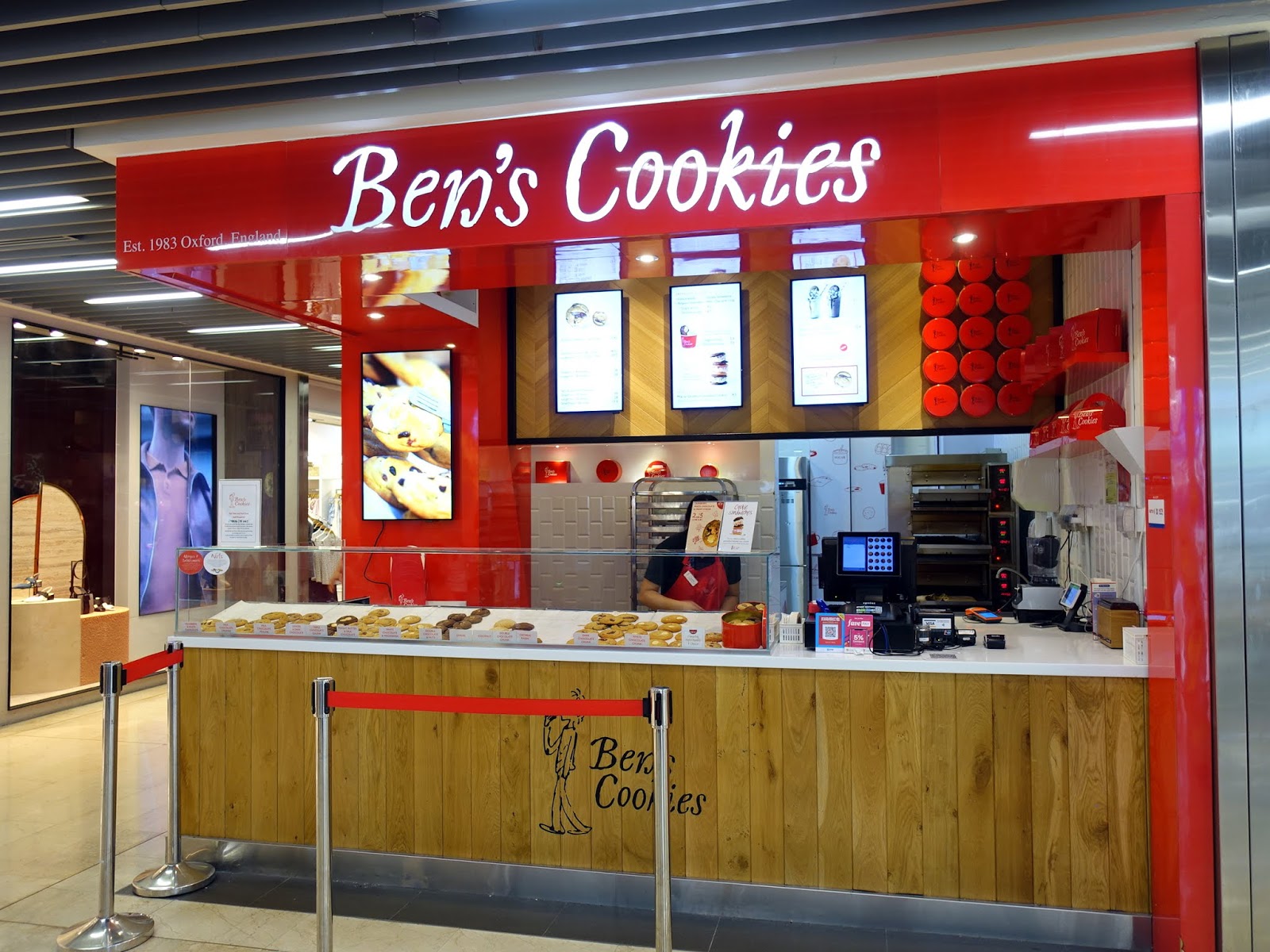 Bens Cookies menu prices featuring 8 items ranging from £9.70 to £21.00
