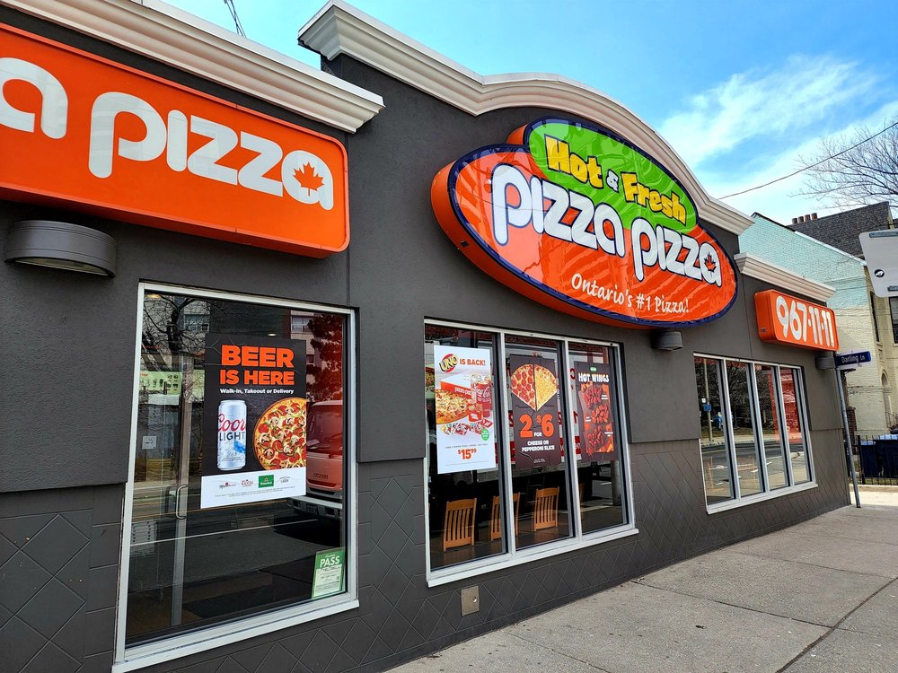 Pizza Pizza menu prices featuring 58 items ranging from $0.99 to $59.99